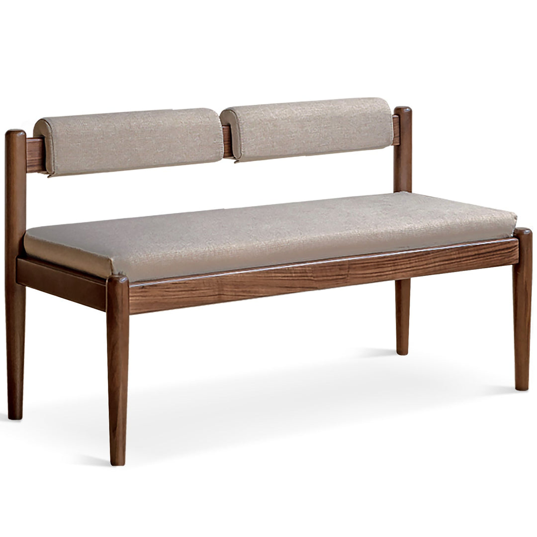Scandinavian Oak Wood Mixed Weave Fabric Dining Bench PILLAR WALNUT