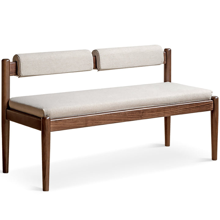 Scandinavian Oak Wood Mixed Weave Fabric Dining Bench PILLAR WALNUT