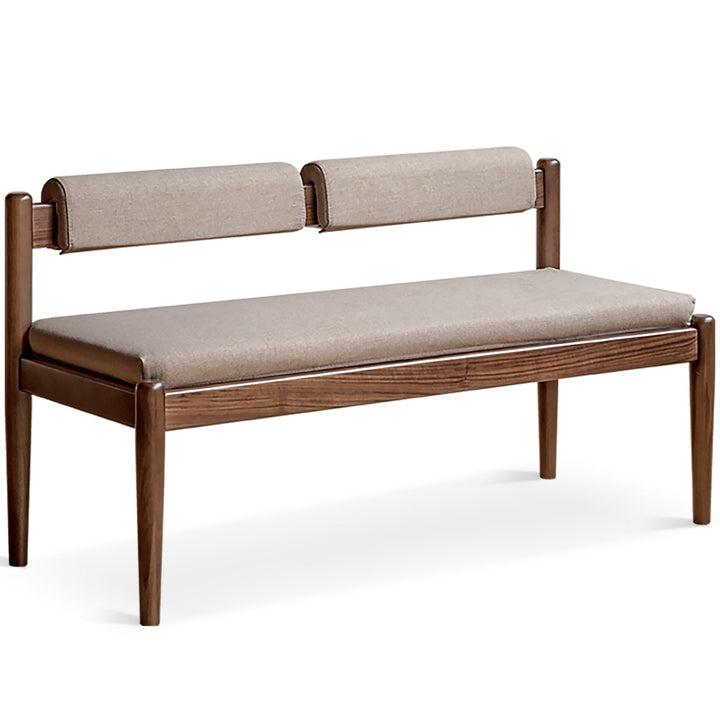 Japandi Oak Wood Mixed Weave Fabric Dining Bench PILLAR WALNUT