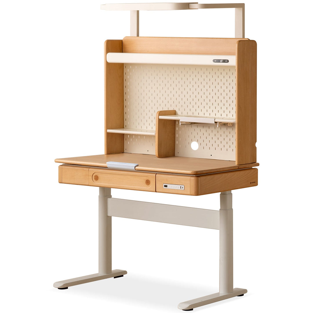 Scandinavian beech wood electric height adjustable kids study table with intergrated led light orbita detail 6.