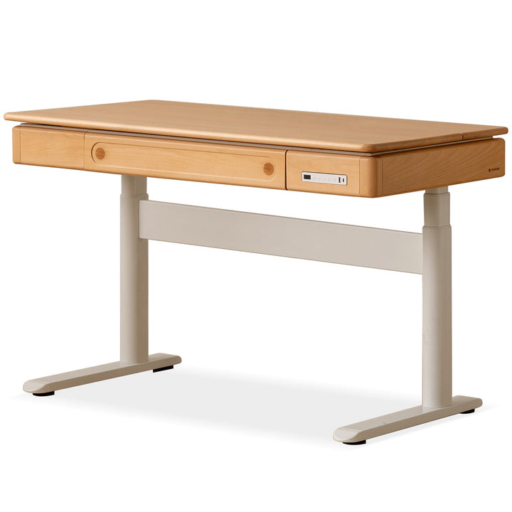 Scandinavian beech wood electric height adjustable kids study table with intergrated led light orbita conceptual design.