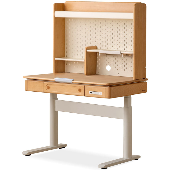 Scandinavian beech wood electric height adjustable kids study table with intergrated led light orbita detail 3.