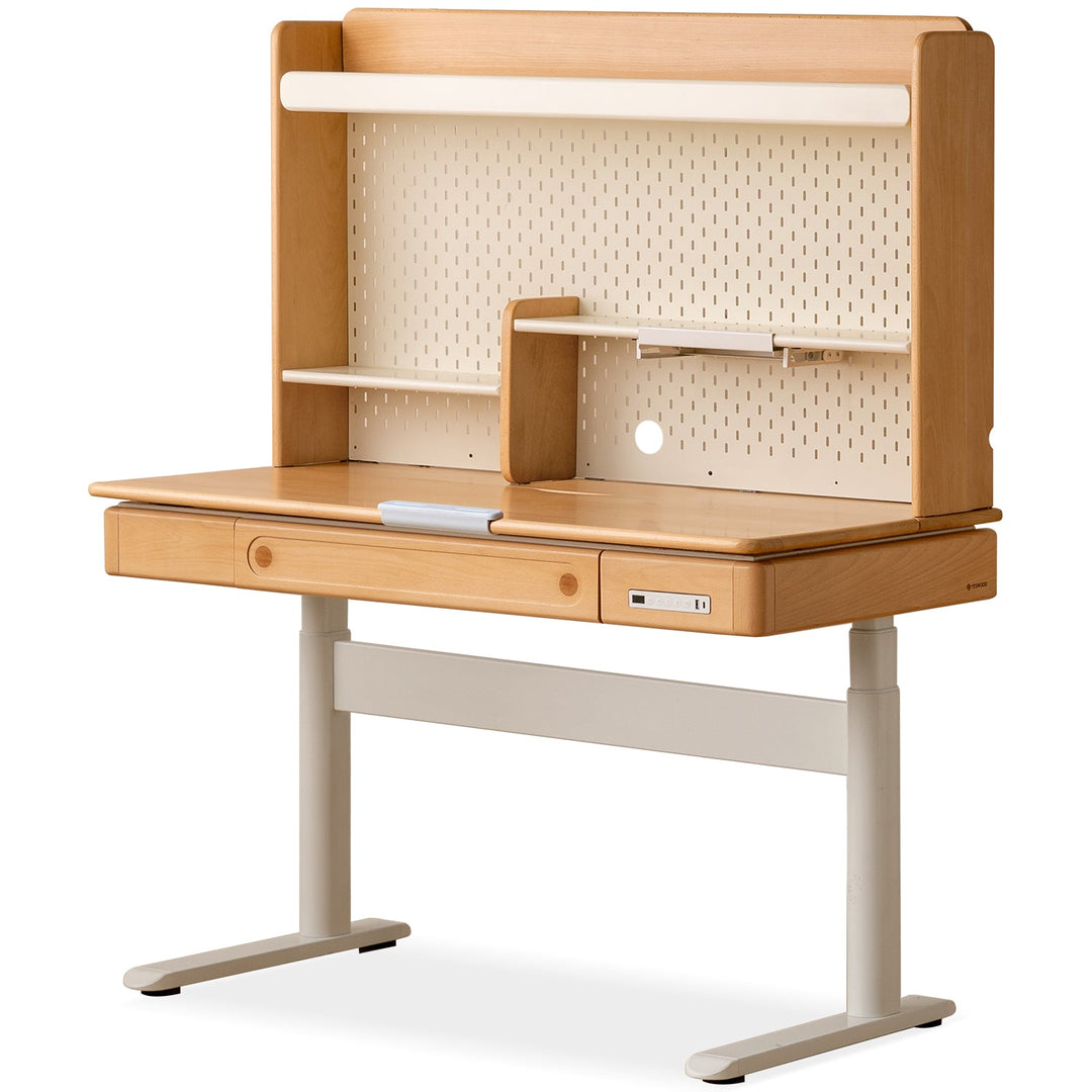Scandinavian beech wood electric height adjustable kids study table with intergrated led light orbita detail 4.