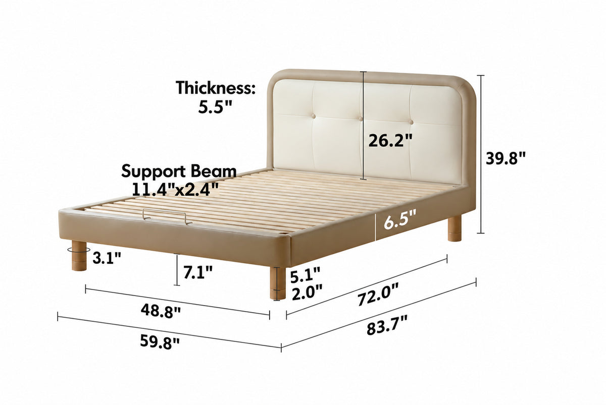 Modern Microfiber Leather Kids Bed CRADLE Size Chart