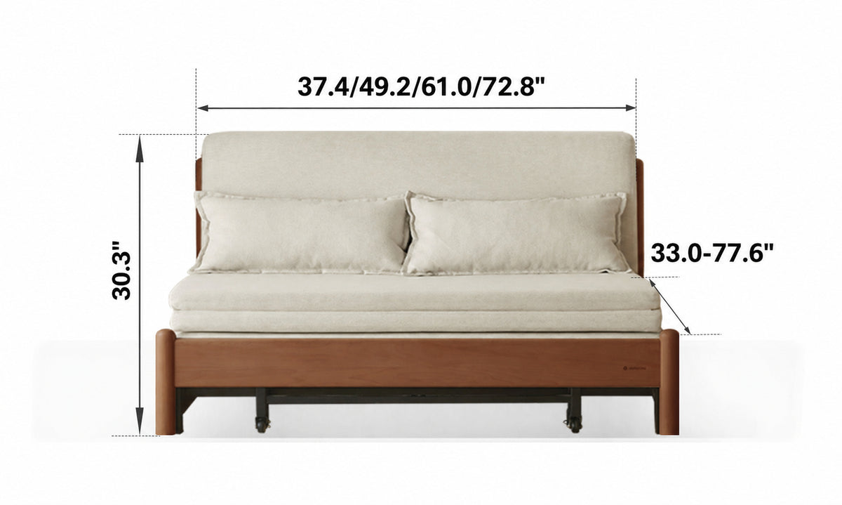 Scandinavian Beech Wood Cotton Fabric Recliner 2 Seater Sofa Bed FLEX Size Chart