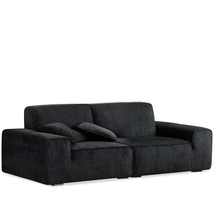 Minimalist chenille velvet fabric 3 seater sofa tufty time in white background.