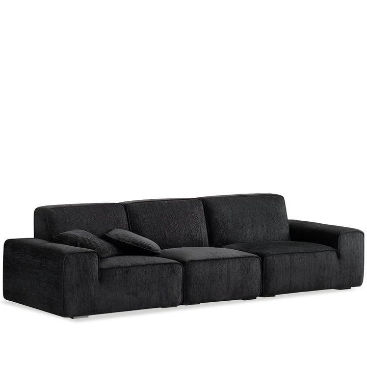 Minimalist chenille velvet fabric 4 seater sofa tufty time in white background.