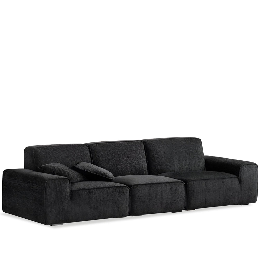 Minimalist chenille velvet fabric 4 seater sofa tufty time in white background.