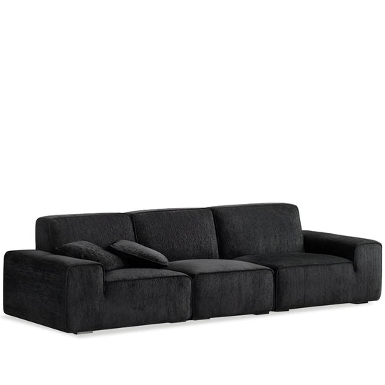 Minimalist chenille velvet fabric 4 seater sofa tufty time in white background.