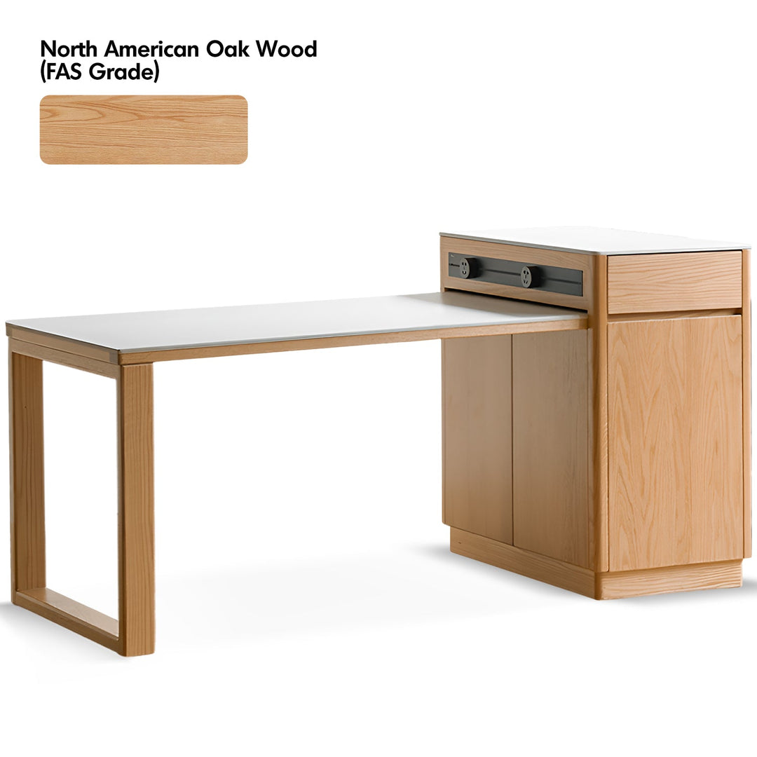 Scandinavian oak wood sintered stone extendable island dining table with cabinet flexa conceptual design.