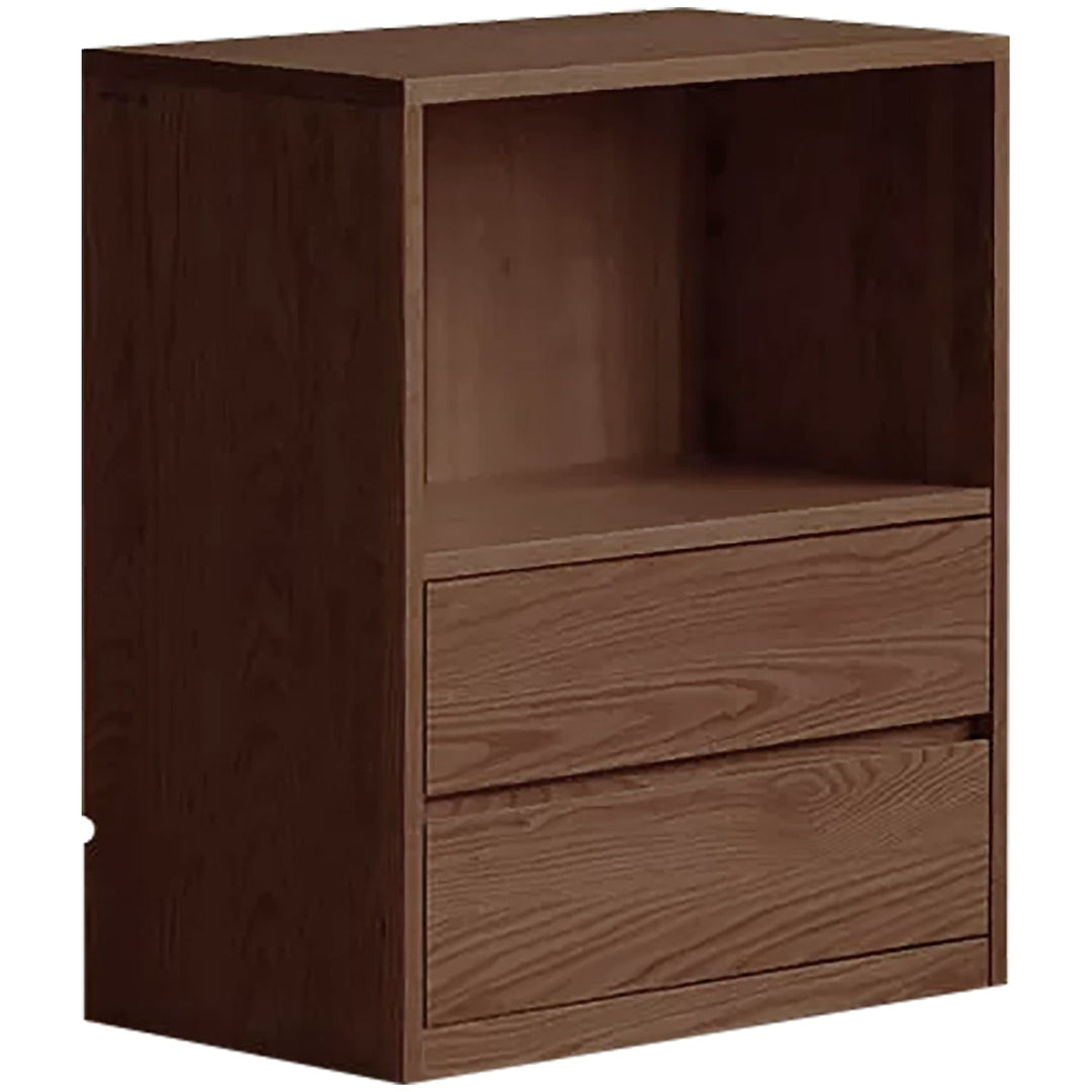 Japandi oak wood modular bookshelf blog layered structure.