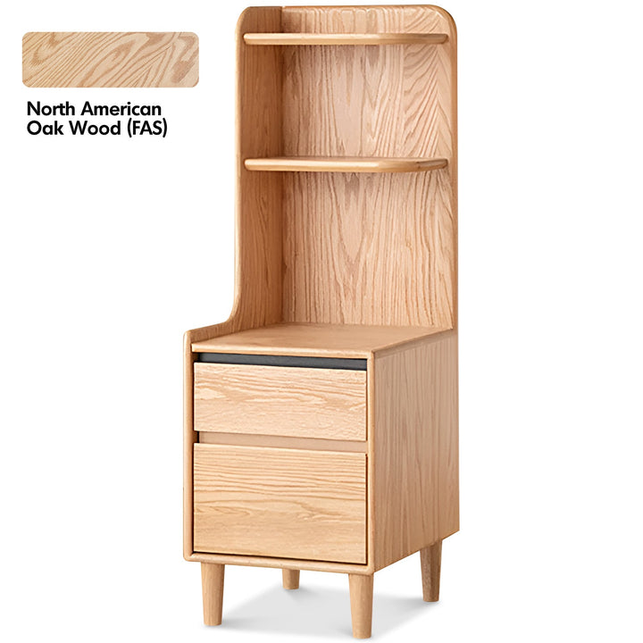 Scandinavian oak wood side table shelf luma conceptual design.