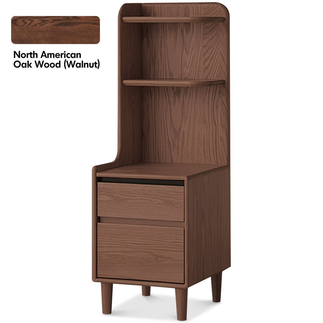 Scandinavian oak wood side table shelf luma layered structure.