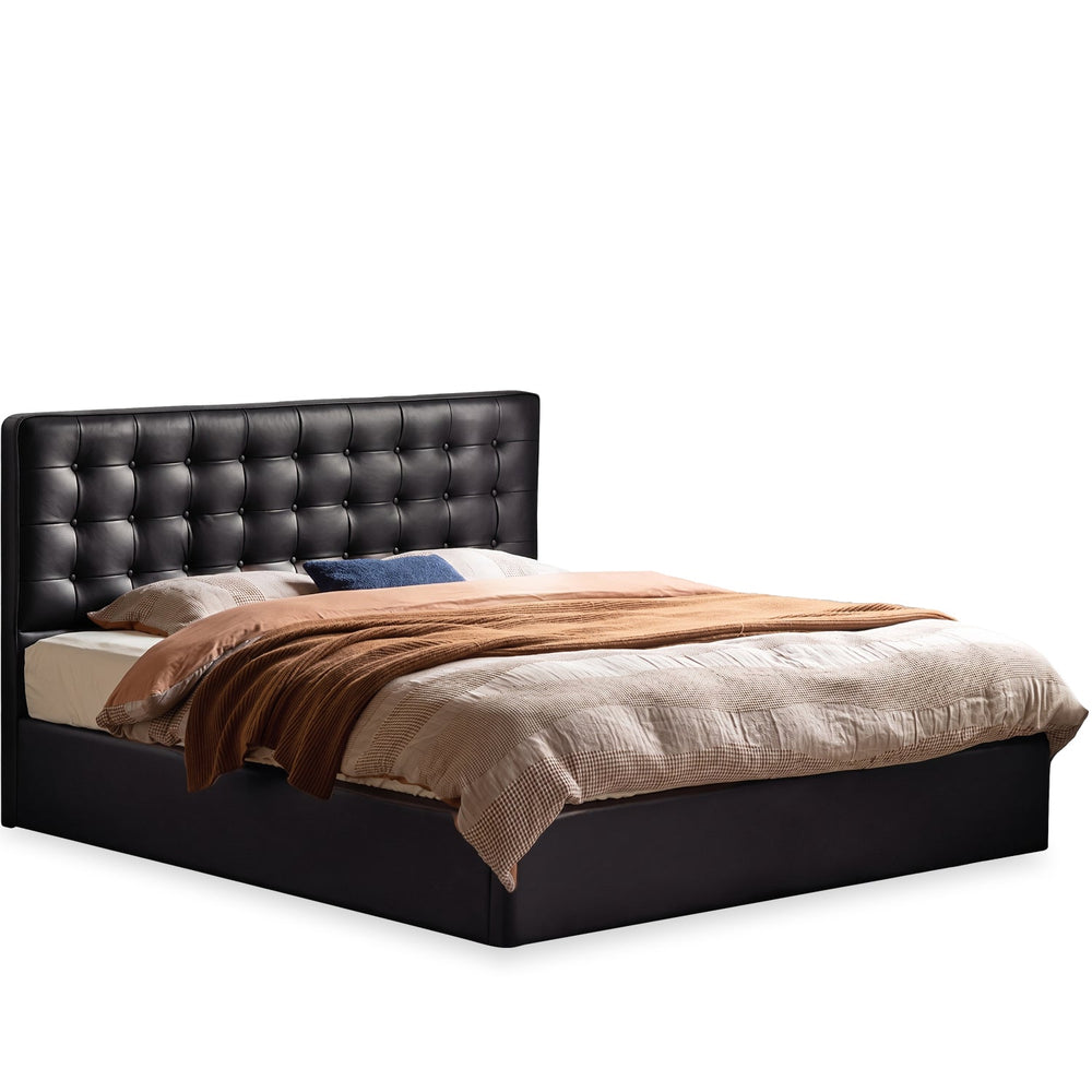 Vintage genuine leather storage bed waffle in white background.