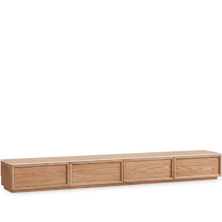 Scandinavian oak wood tv console rockwell in white background.