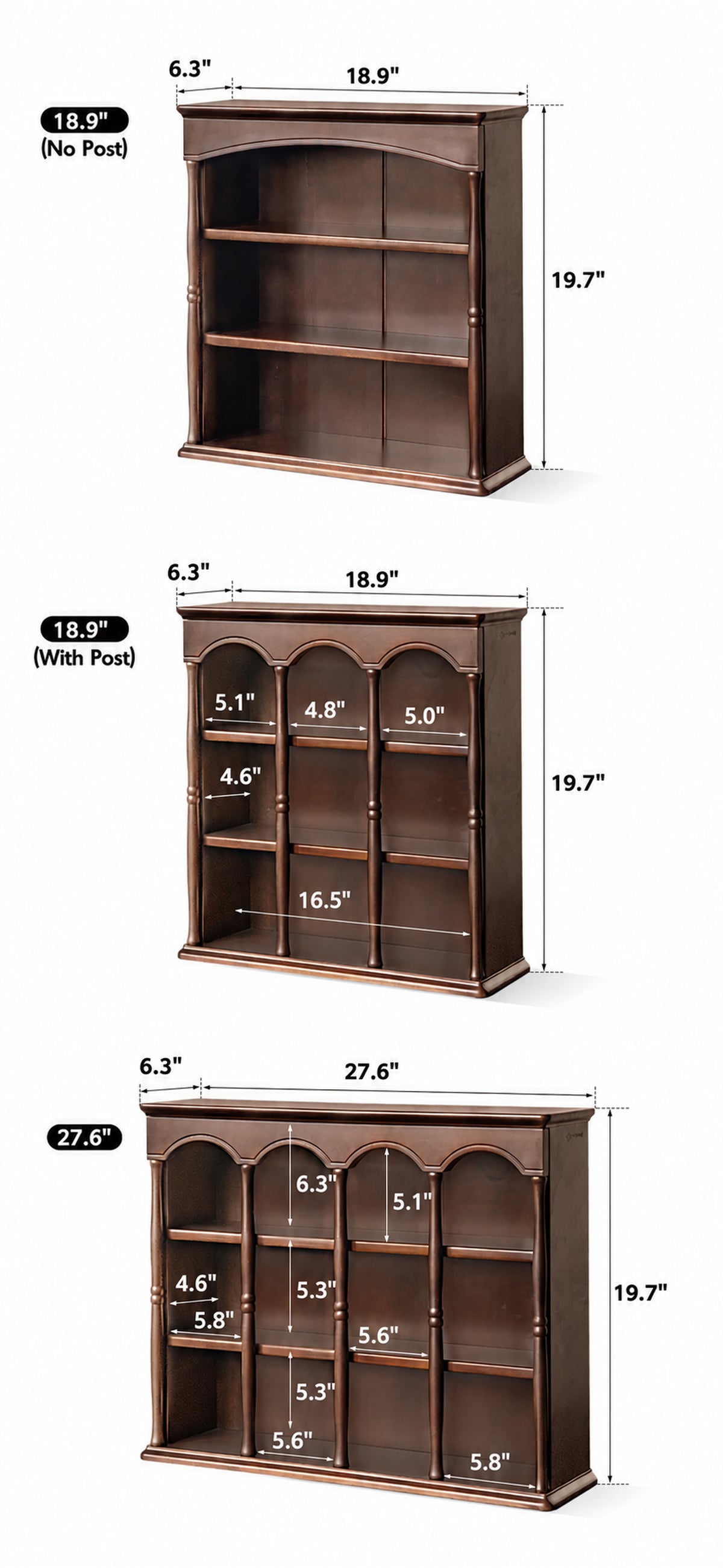 Vintage Boxwood Wood Cup Shelf VERA Size Chart
