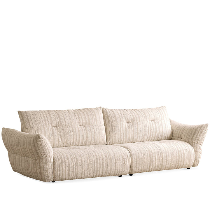 Cream fabric 4 seater sofa mochi in white background.