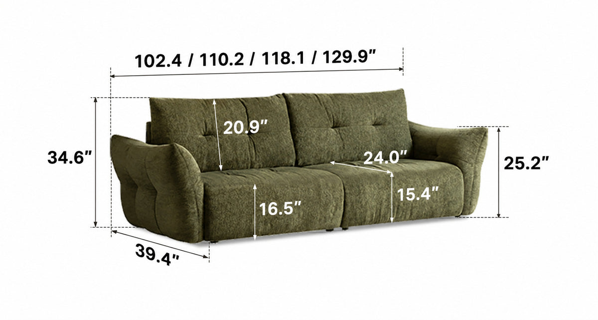 Cream Fabric 4 Seater Sofa MOCHI Size Chart
