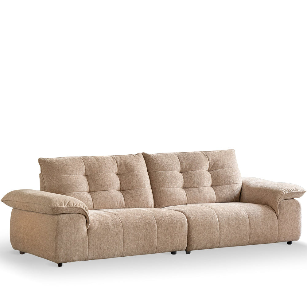 Cream chenille velvet fabric 4 seater sofa coconut detail 1.