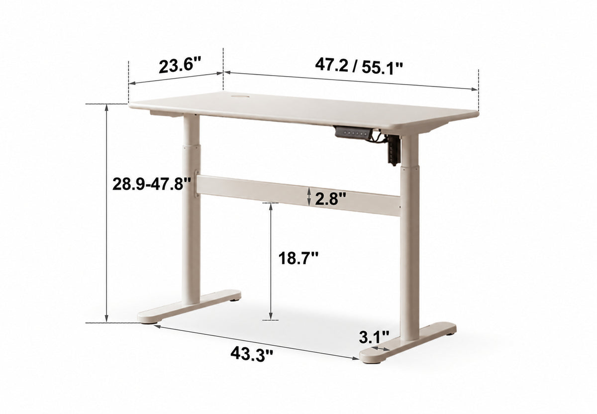Modern Rubber Wood Electric Height Adjustable Study Table ORACLE Size Chart