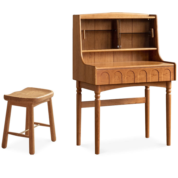 Vintage cherry wood dressing table anna in white background.