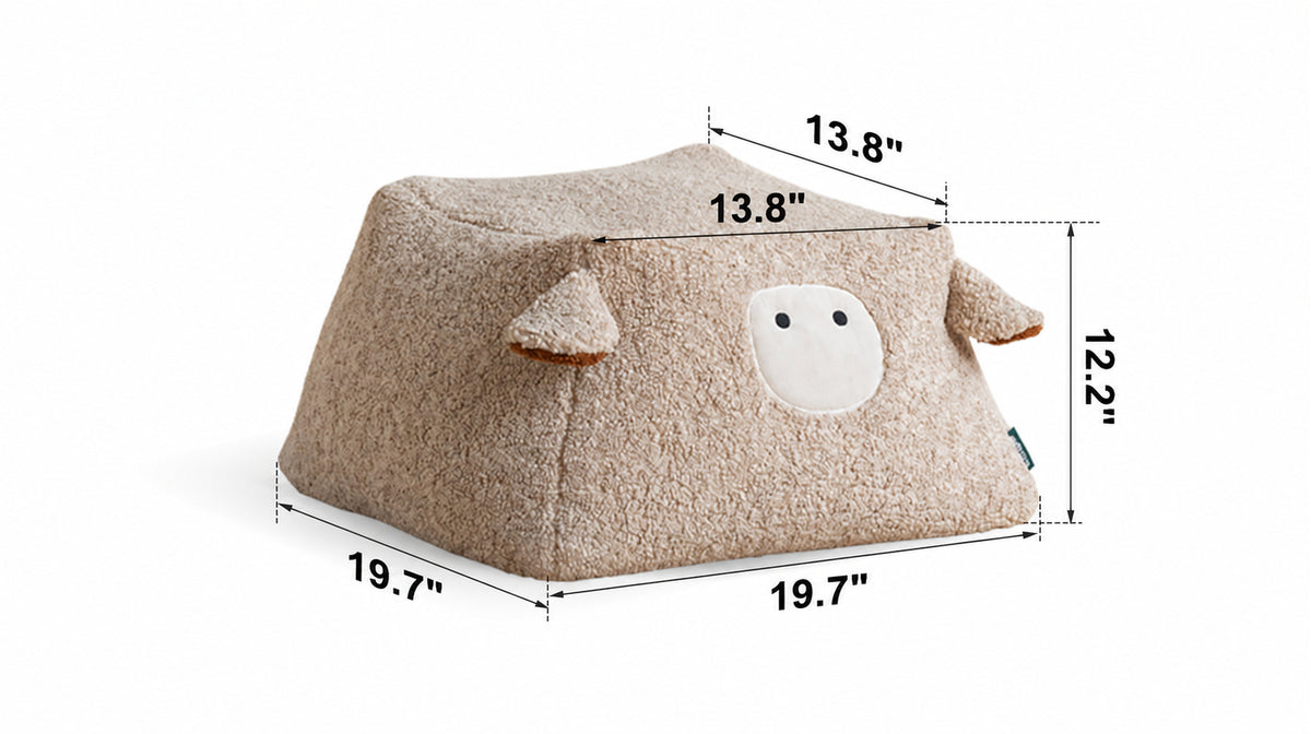 Cream Boucle Fabric Ottoman SHEEP Size Chart