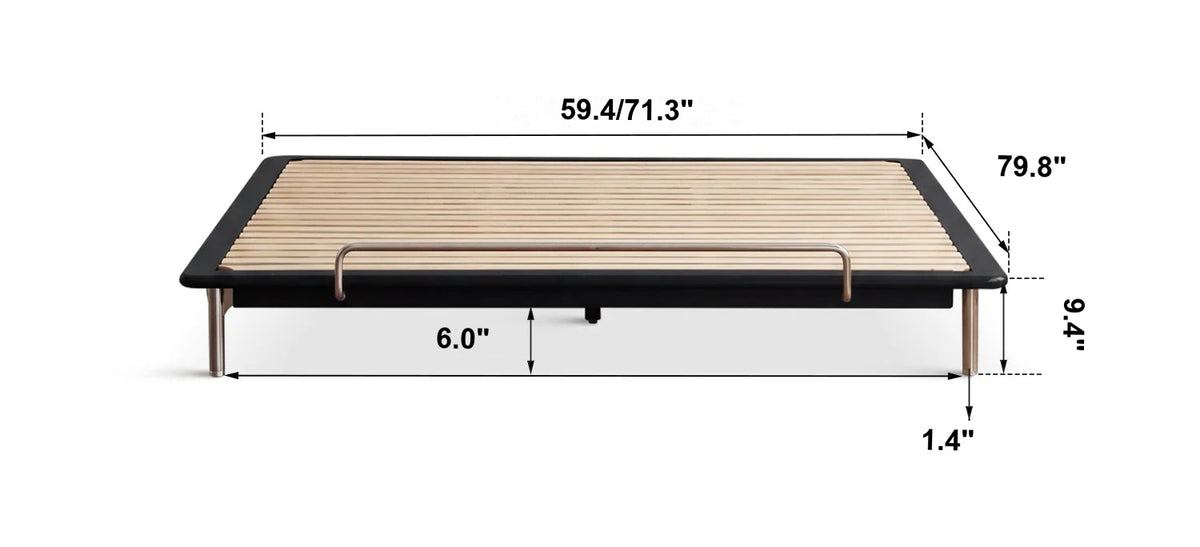 Bauhaus Rubber Wood Platform Bed AMERICANO Size Chart