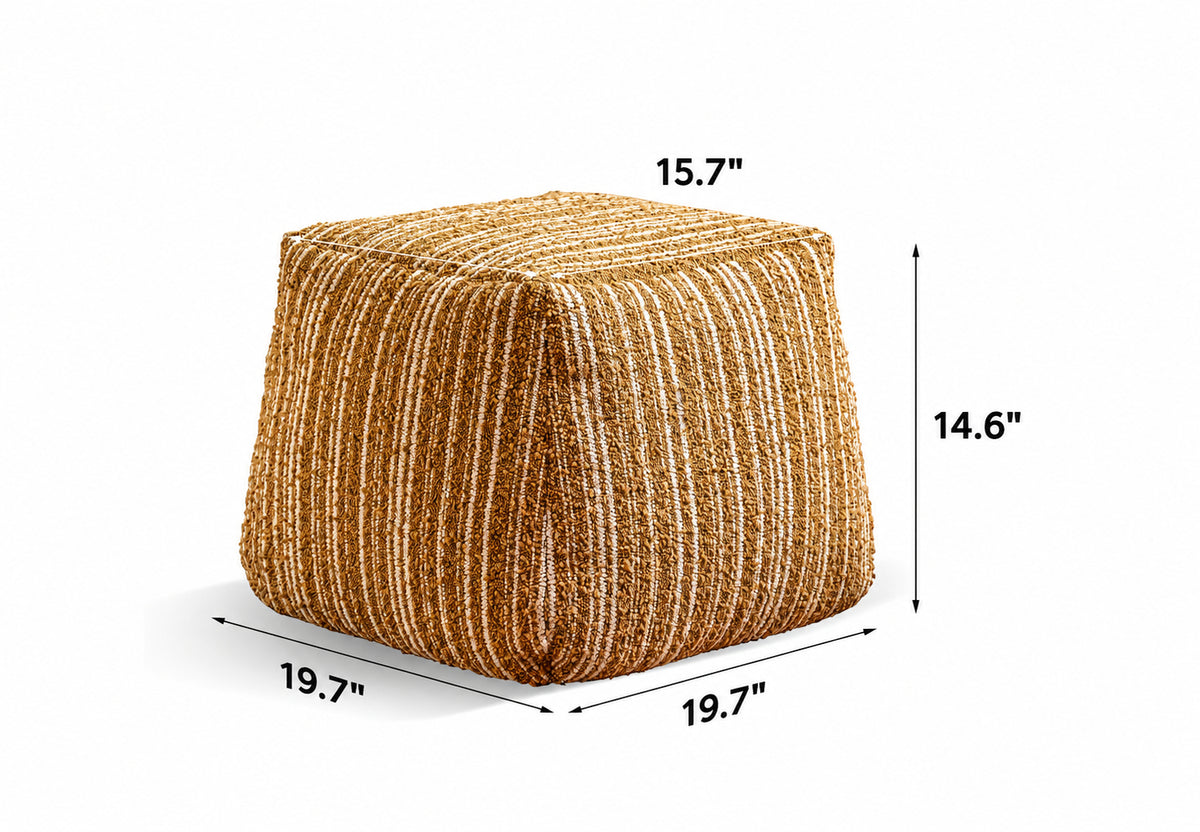 Cream Boucle Fabric Ottoman CARRY Size Chart