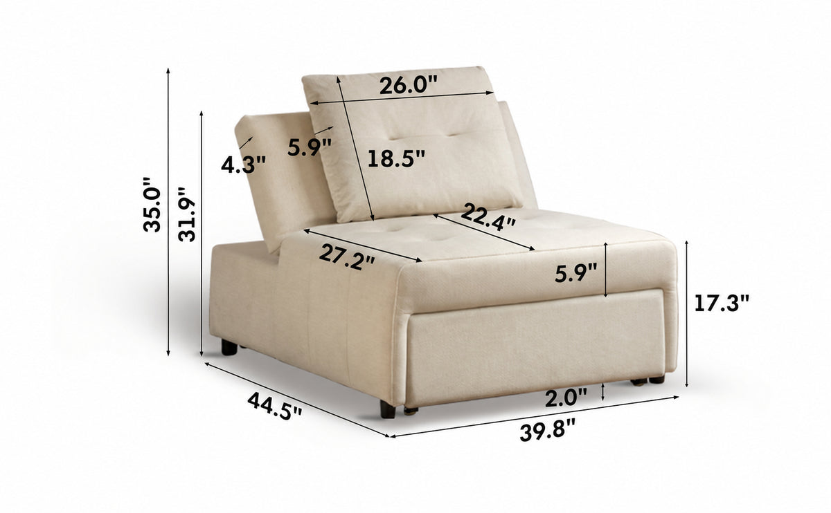 Modern Cat Scratch Resistant Fabric 1 Seater Sofa Bed MACARON Size Chart