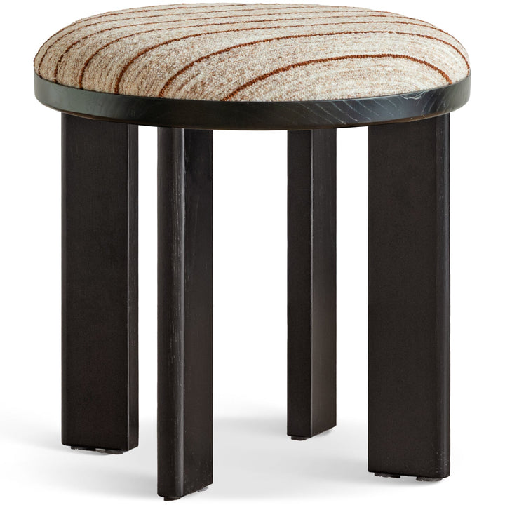 Bauhaus ash wood boucle fabric stool orbit detail 2.
