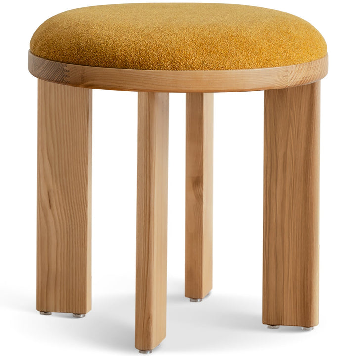 Bauhaus ash wood boucle fabric stool orbit detail 3.