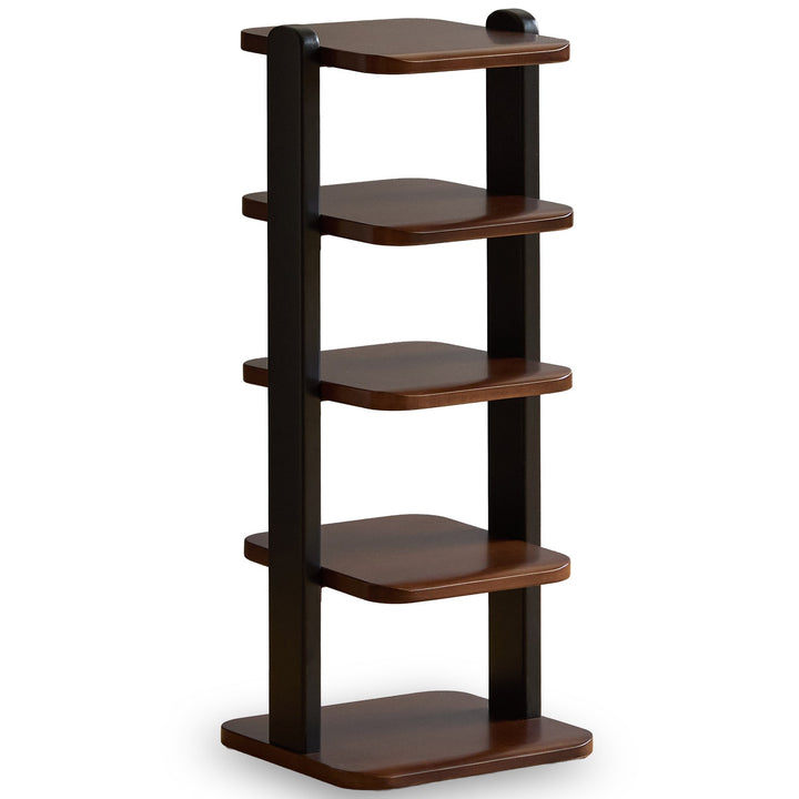 Bauhaus wood shoe shelf flow in white background.