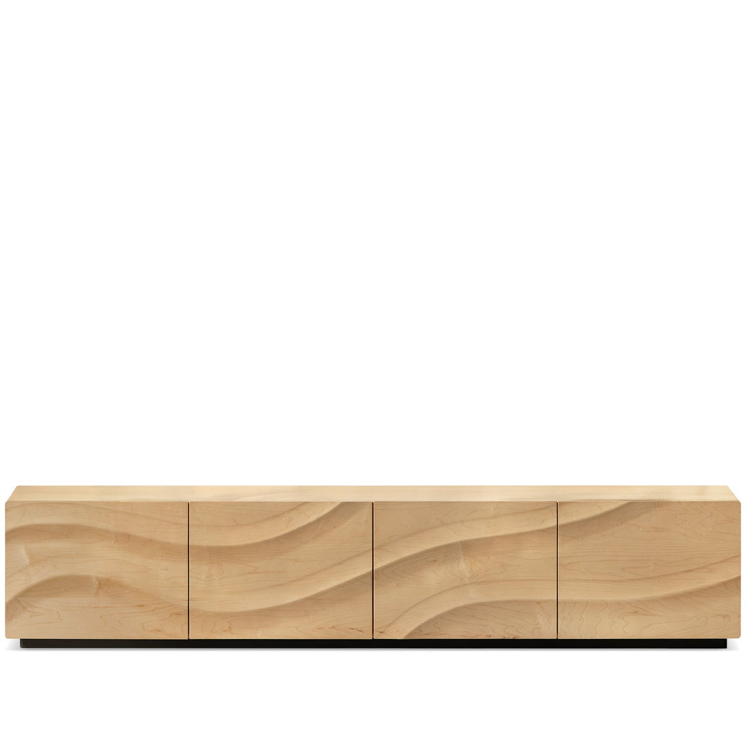 Scandinavian oak wood tv console wave conceptual design.