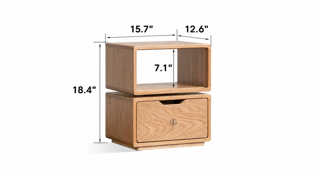Scandinavian Oak Wood Revolving Side Table TWIST Size Chart
