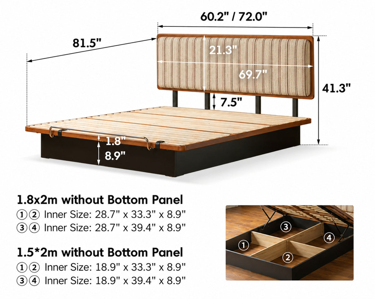 Bauhaus Boxwood Storage Bed FILM Size Chart