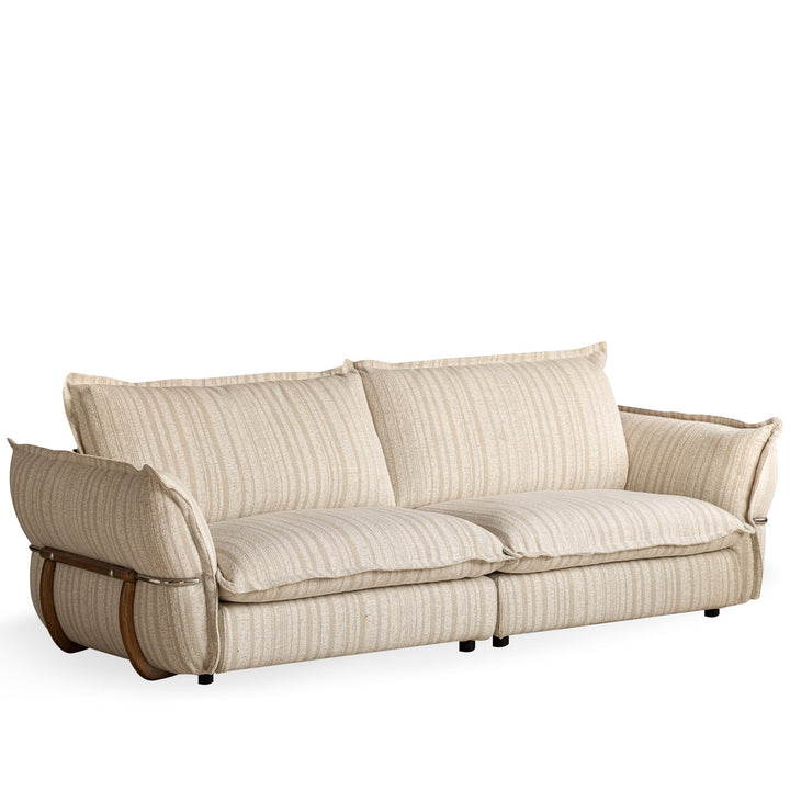 Cream boucle fabric 4 seater sofa circle environmental situation.