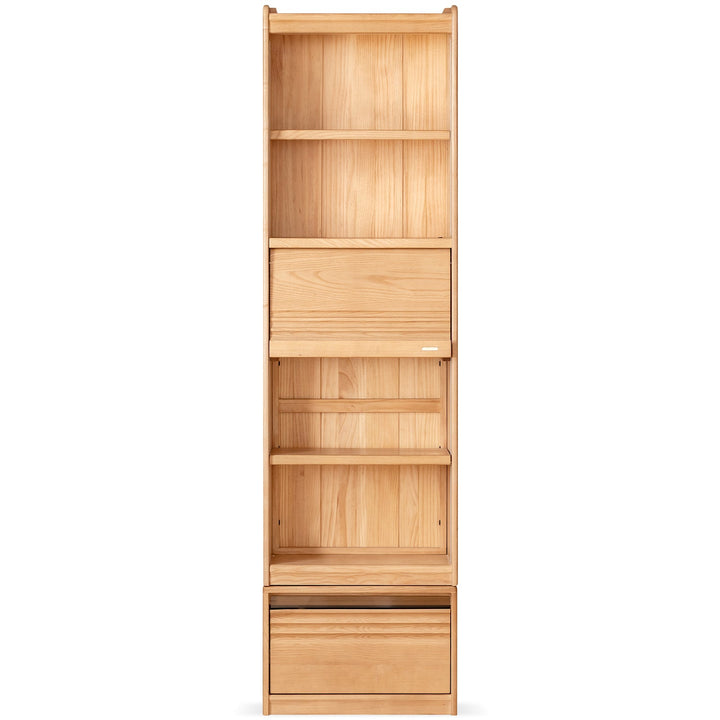 Scandinavian ash wood bookshelf gallery conceptual design.