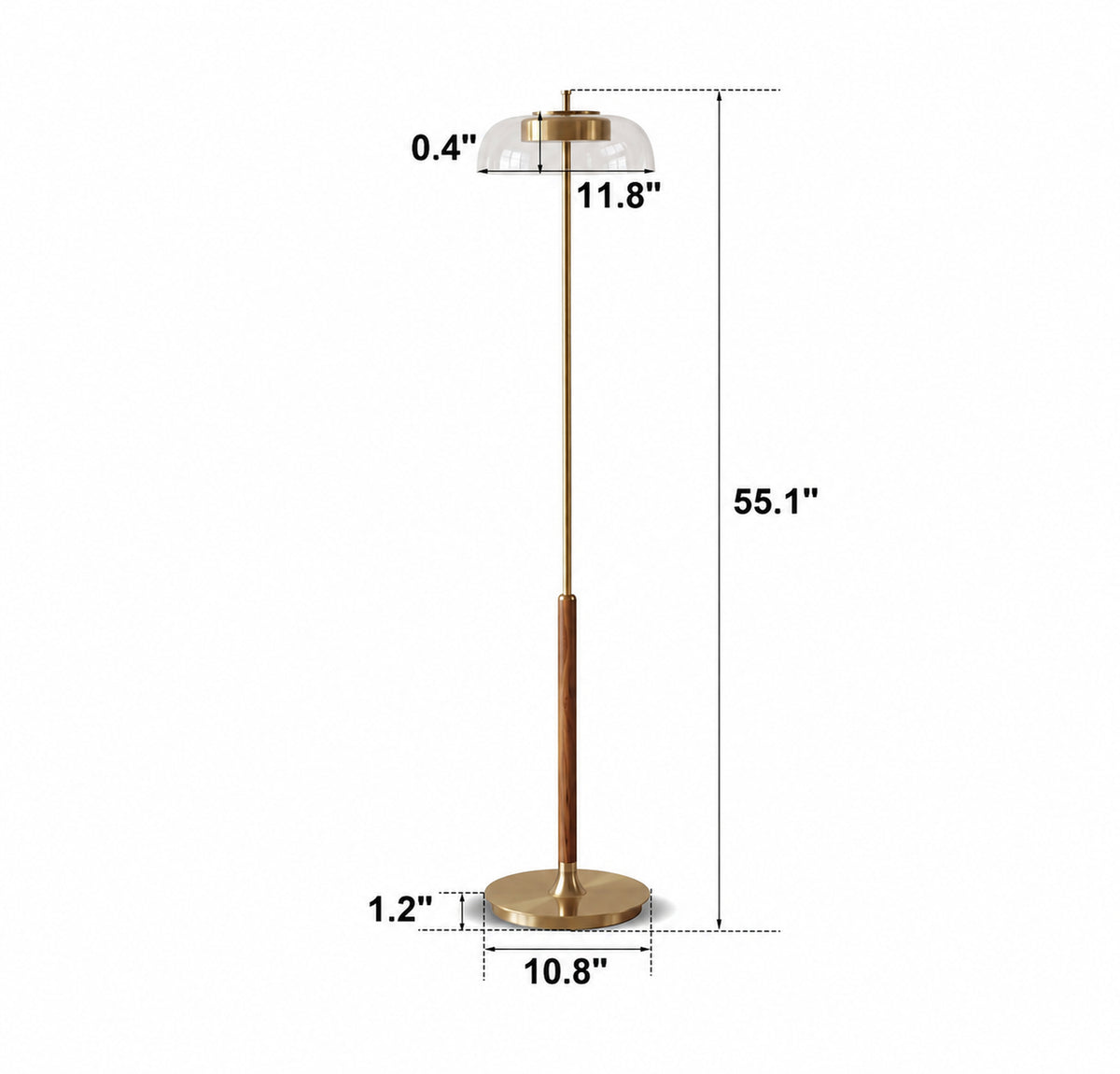 Bauhaus Brass Floor Lamp DREAM Size Chart