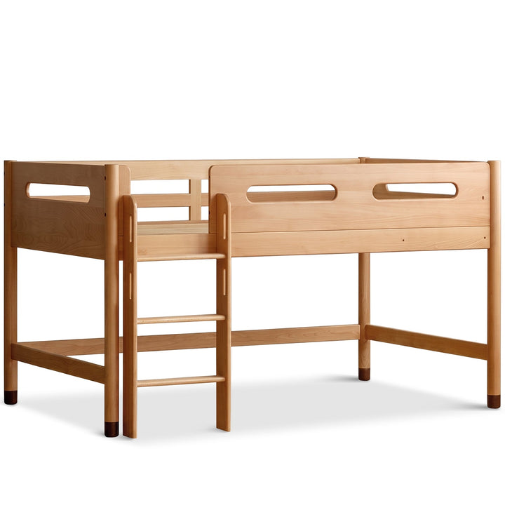 Scandinavian beech wood kids storage bed with study desk matchstick conceptual design.