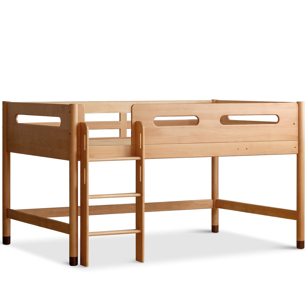 Scandinavian beech wood kids storage bed with study desk matchstick situational feels.
