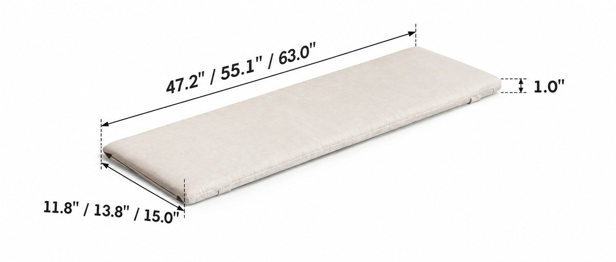 Scandinavian Removable Padded Bench Cushion CHEESE Size Chart