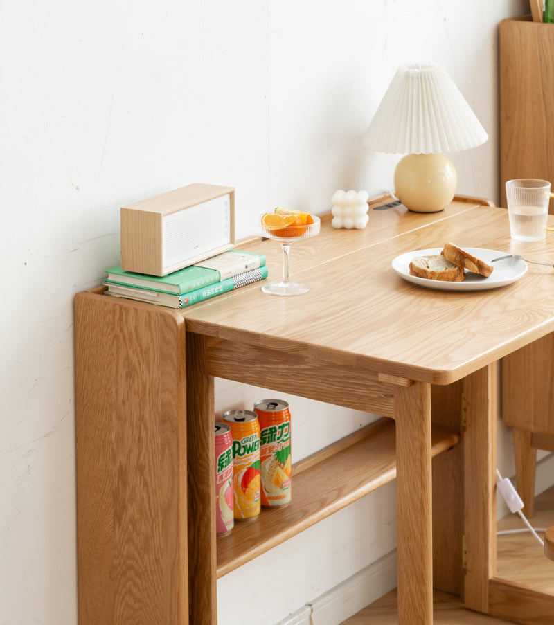 Scandinavian Oak Wood Extendable Study Table JORA Material Details Chart