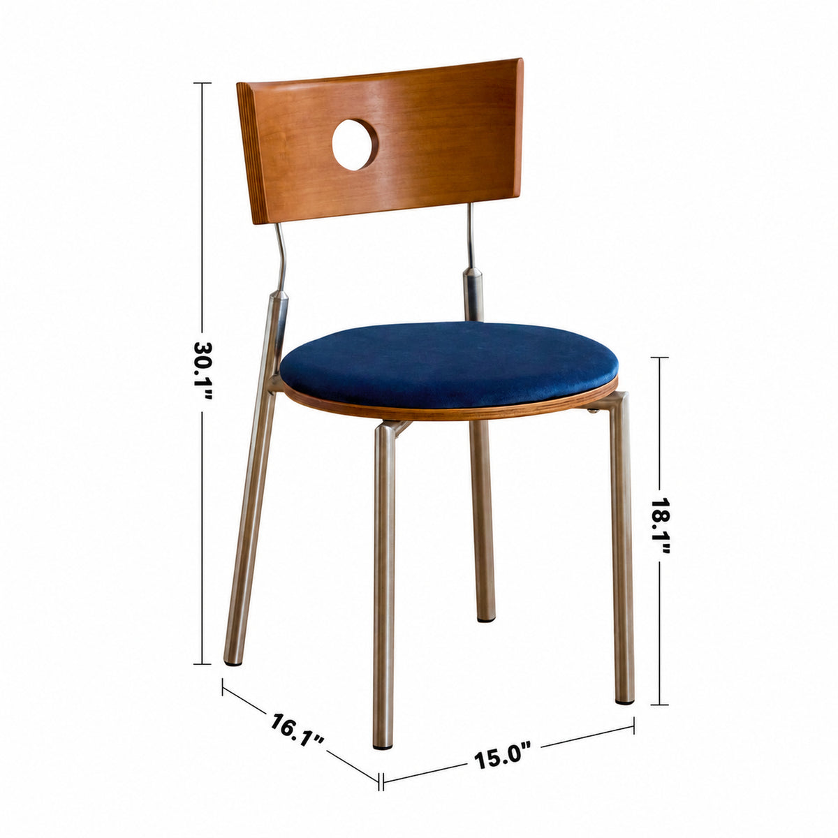 Bauhaus Cherry Wood Mix Weave Fabric Dining Chair TIMELESS Size Chart