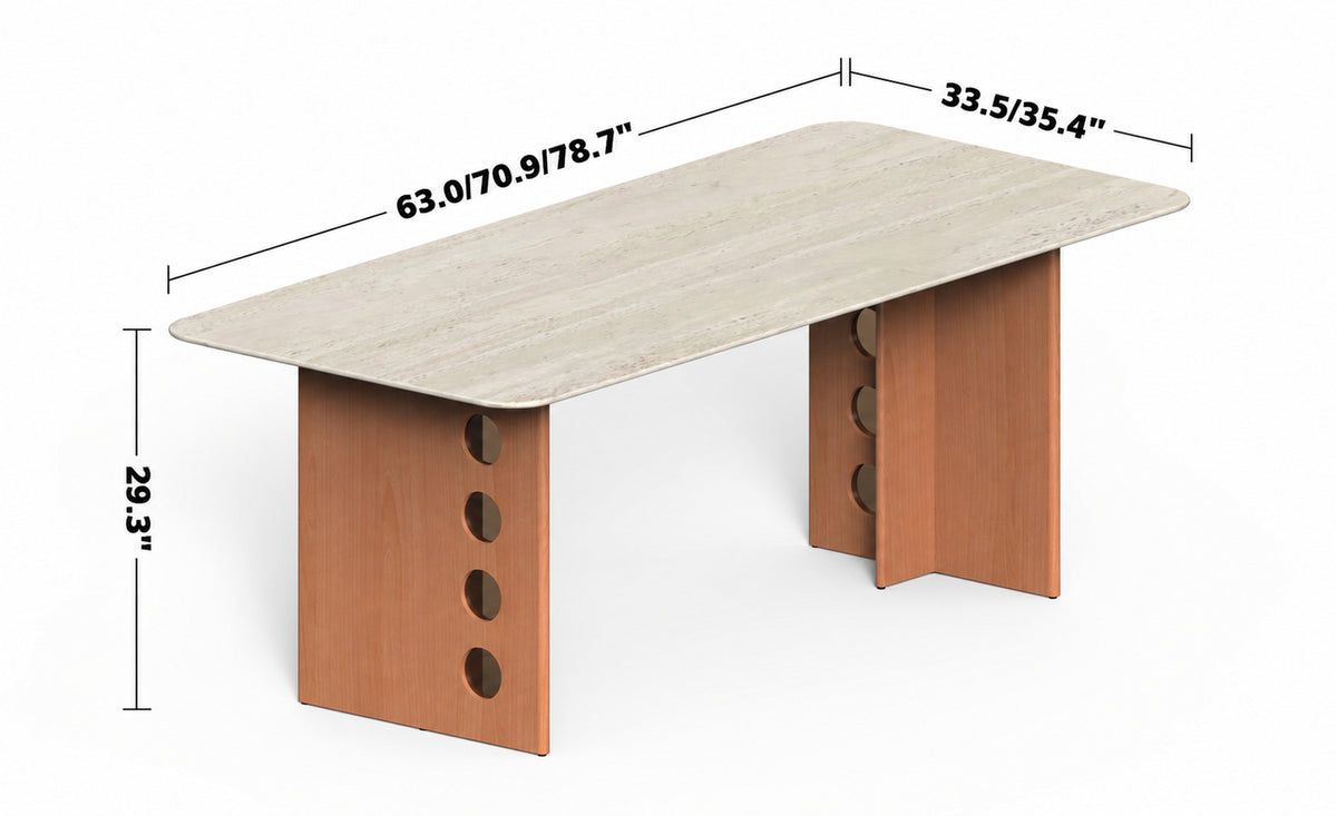 Scandinavian Cherry Wood Sintered Stone Dining Table TIMELESS Size Chart