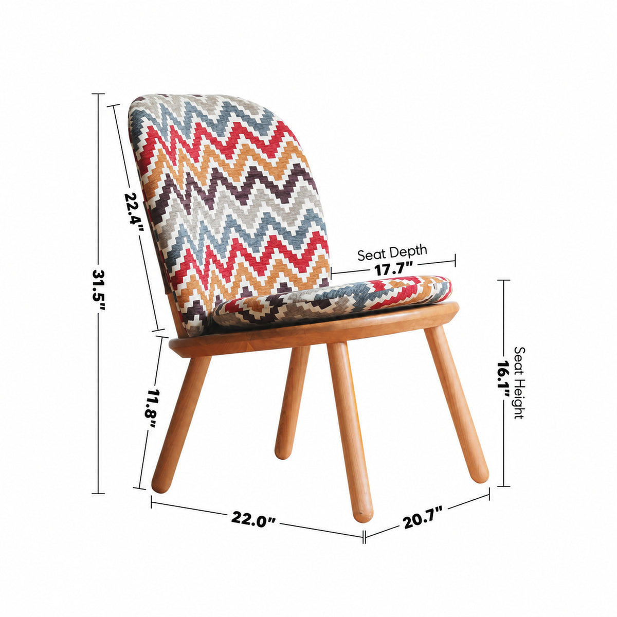 Scandinavian Mixed Weave Fabric 1 Seater Sofa KOMACHI Size Chart