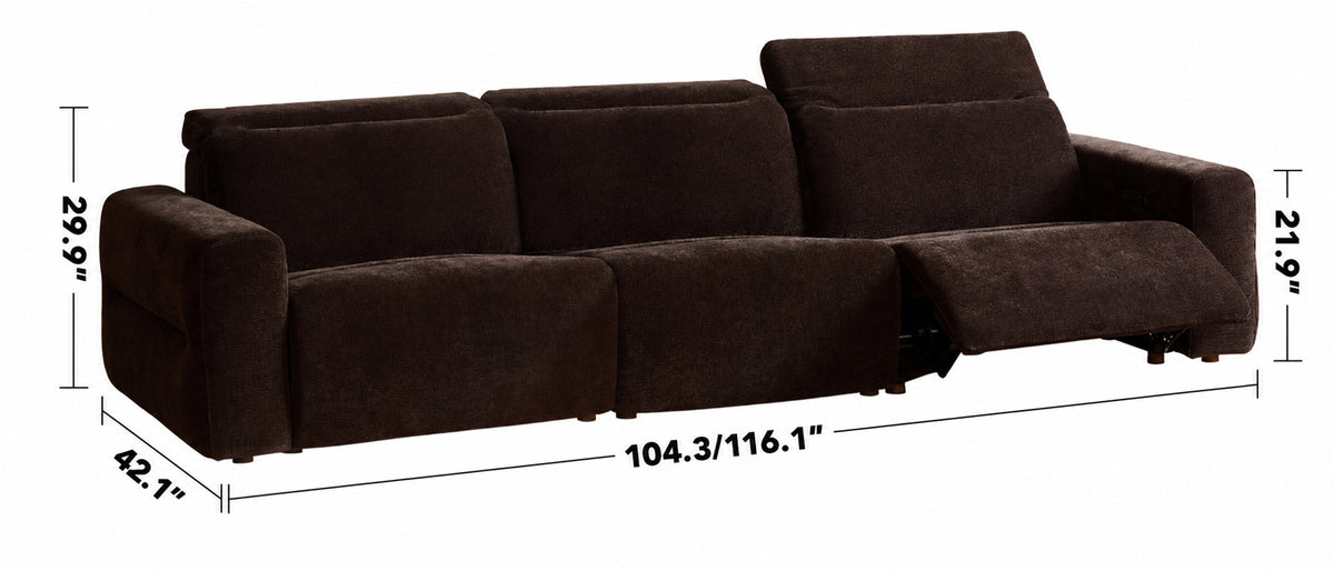 Cream Chenille Velvet Fabric Electric Recliner 4 Seater Sofa LOLO Size Chart
