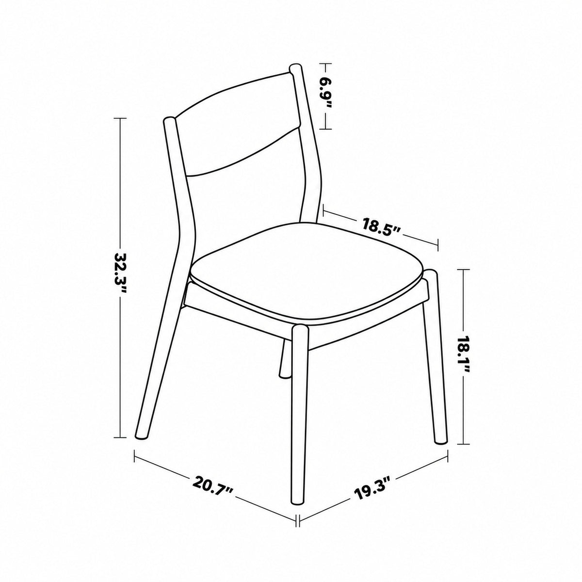 Bauhaus Boxwood Mix Weave Fabric Cushion Stackable Dining Chair TRUFFLE Size Chart