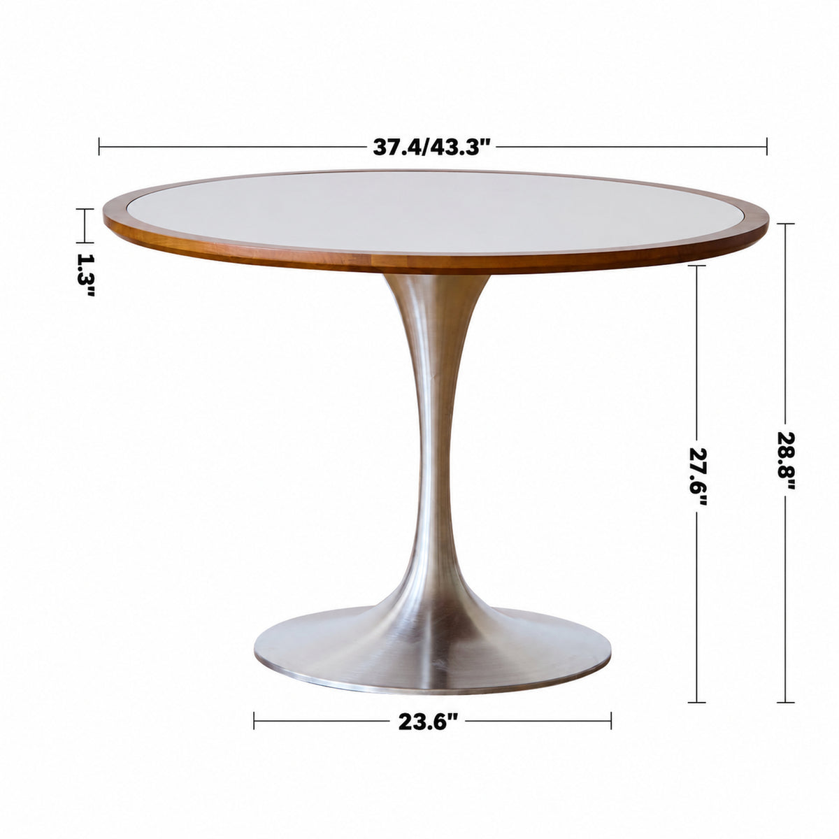 Bauhaus Sintered Stone Stainless Steel Round Dining Table TULIP Size Chart