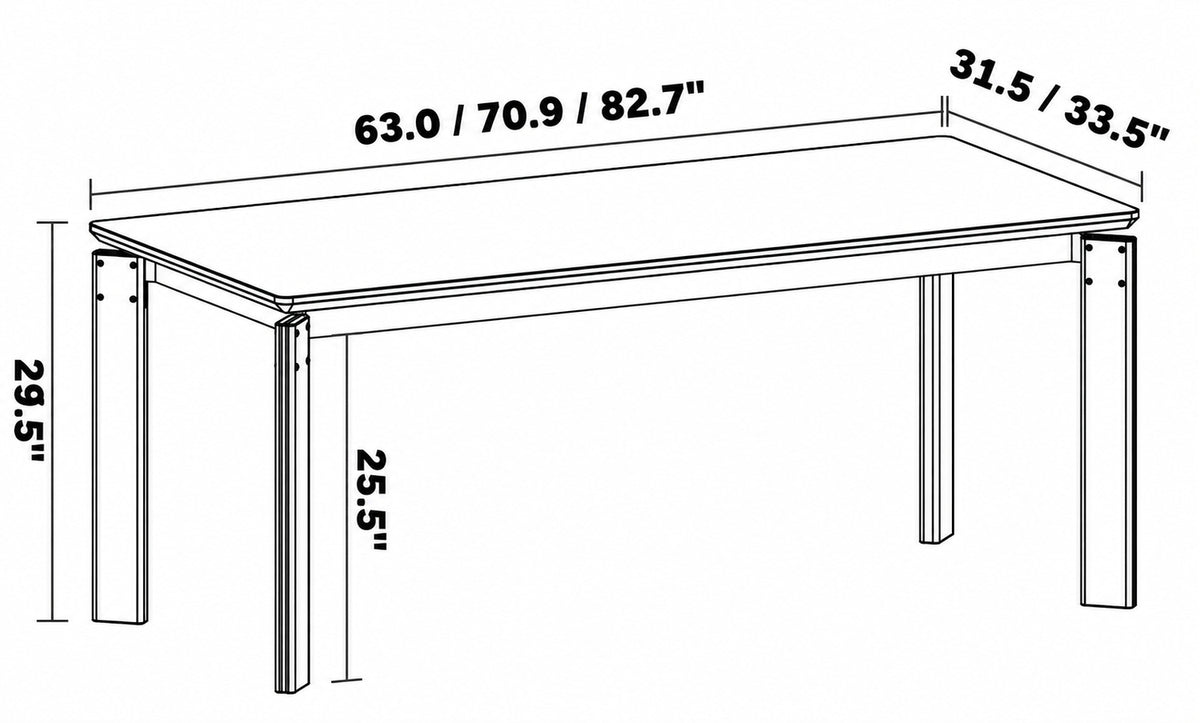 Vintage Boxwood Dining Table ESSAN Size Chart