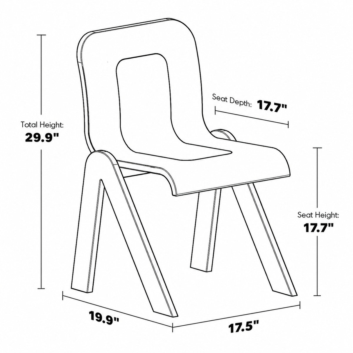 Bauhaus Boxwood Rattan Dining Chair FANKO Size Chart